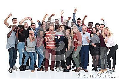 Large group of different happy people standing together. Stock Photo