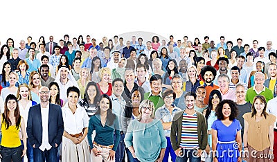 Large Group of Diverse Multiethnic Cheerful People Stock Photo