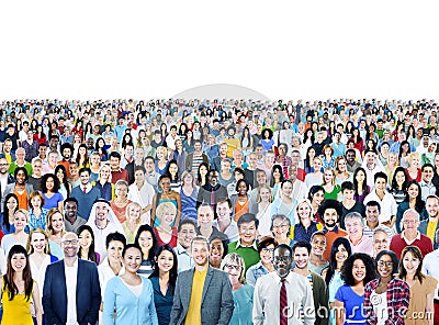 Large Group of Diverse Multiethnic Cheerful People Concept Stock Photo