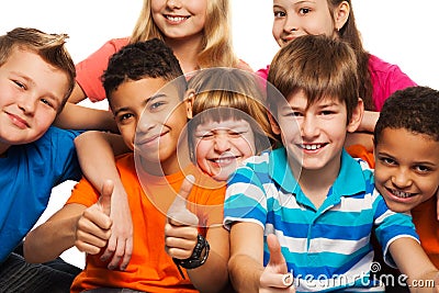 Large group of happy kids Stock Photo