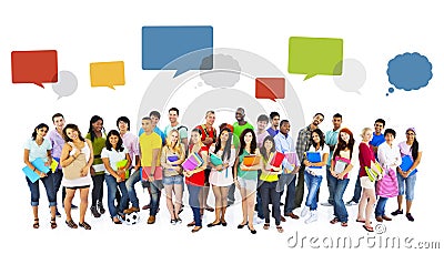 Large group of international students smiling Stock Photo