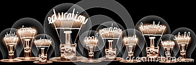 Light Bulbs with Education Concept Stock Photo