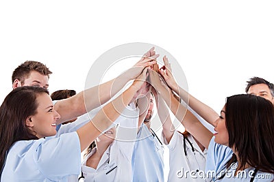 Large group of motivated doctors and nurses Stock Photo