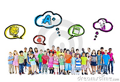 Large Group of Multiethnic Children School Activities Stock Photo