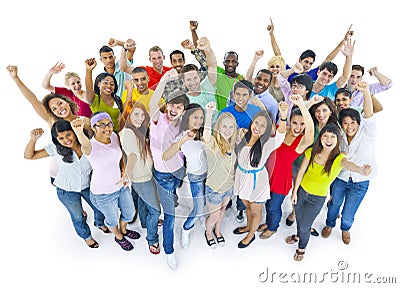 Large Group People Celebrating Enjoying Concept Stock Photo