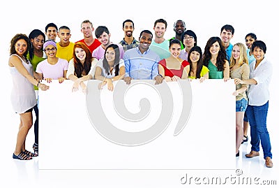 Large Group People Holding Board Concept Stock Photo
