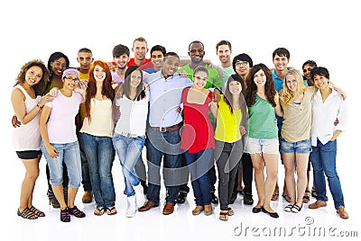 Large Group of People Holding Hand Stock Photo