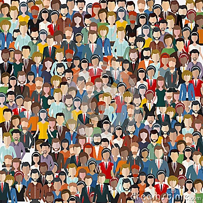 Large group of people. Seamless background. Business people, teamwork concept. Flat vector Cartoon Illustration