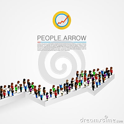 Large group people shape arrow Vector Illustration