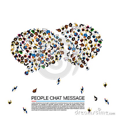 Large group of people in the shape of chat bubbles. Vector illustration Vector Illustration