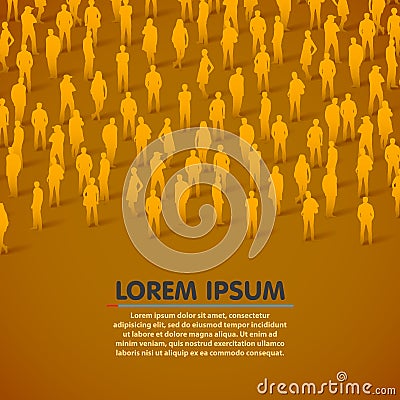 Large group of people silhouette background. Vector Illustration