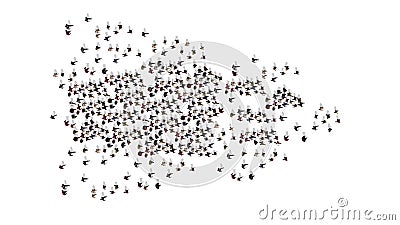 A large group of people is walking in one direction - top view Stock Photo