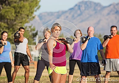 Large Group Working Out Stock Photo