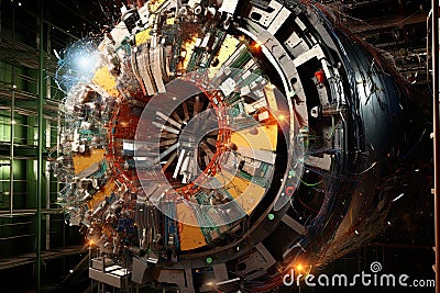 Large hadron collider machine, view in the mine Stock Photo