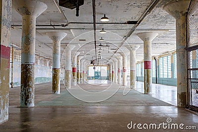 Large hall at the Alcatraz Prison Stock Photo