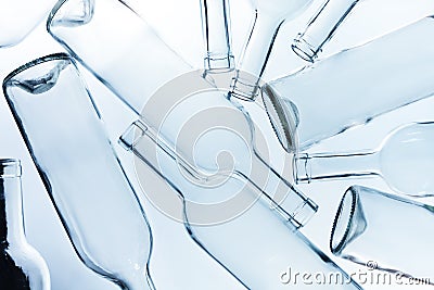 Large heap of empty wine bottles without labels Stock Photo