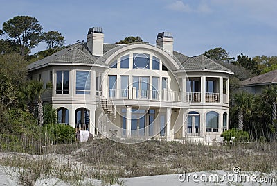 Large home on beach Stock Photo