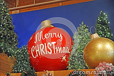 Large indoor christmas or holiday display Stock Photo