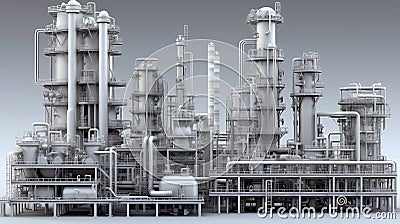 Large industrial oil refinery petrochemical plant with equipments. AI generated Stock Photo