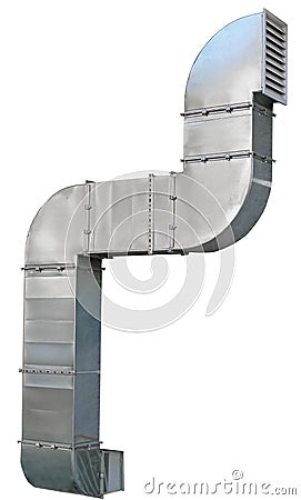 Large industrial shiny metal pipe on white Stock Photo