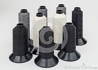 Large Industrial Thread Spools. Stock Photo