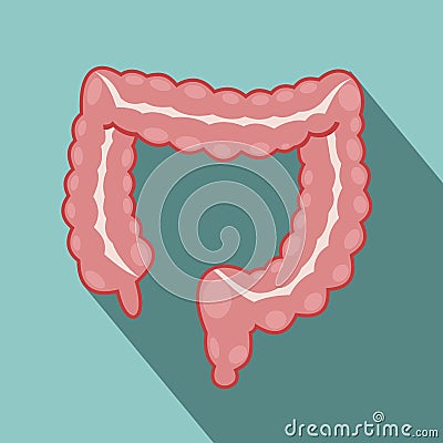 Large intestine. long shadow, Cartoon Illustration