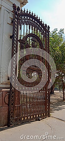 Large Iron Gate of Historic Palace Stock Photo