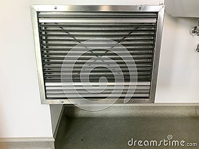 Large iron metal chrome grille industrial ventilation system Stock Photo