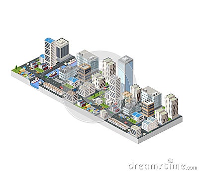 Large isometric city Vector Illustration