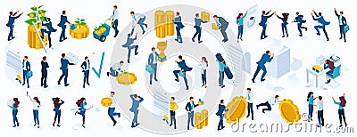 Large Isometric set of business people, businessmen, businesswoman, employees, investors, Directors, accountants, managers Vector Illustration