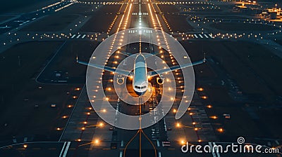 A Large Jetliner on Airport Runway Stock Photo