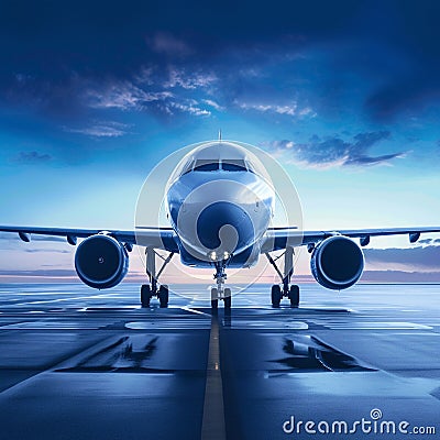 Large Jetliner on Airport Tarmac Stock Photo