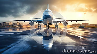 Large Jetliner Parked on Airport Tarmac Stock Photo