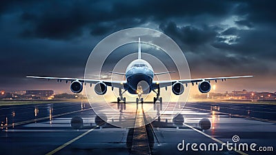 Large Jetliner Parked on Airport Tarmac Stock Photo
