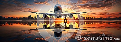 Large Jetliner Parked on Airport Tarmac Stock Photo