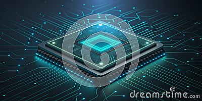 large language model artificial intelligence optimization Futuristic AI chip with glowing circuits and intricate design Stock Photo