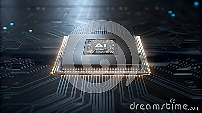large language model artificial intelligence sleek processor chip glowing with intricate patterns and advanced technology Stock Photo
