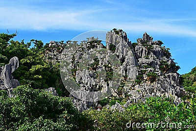 Large limestone rock formations in Daisekirinzan parkin Okinawa Stock Photo