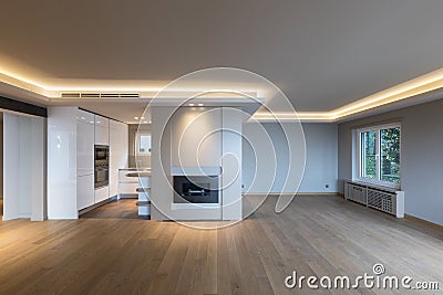 Large living room in modern apartment Stock Photo