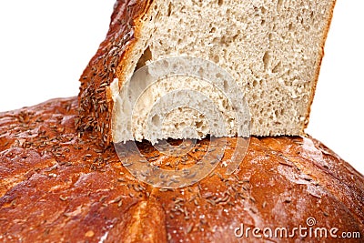 Large loaf of european rye bread Stock Photo