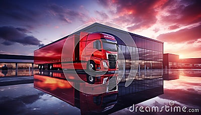 Large logistic business transport warehouse dock station with factory and commercial office building Stock Photo