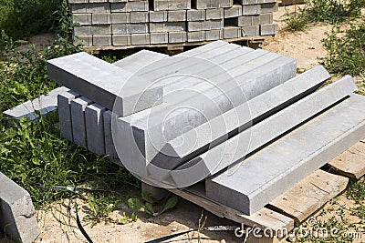 large and long concrete curbs Stock Photo