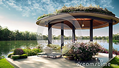 large luxurious relaxing gazebo Stock Photo