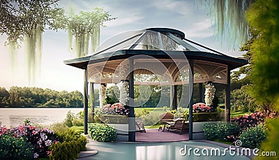 large luxurious relaxing gazebo Stock Photo