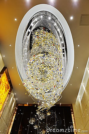 Large luxury crystal ceiling lighting Stock Photo