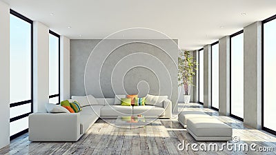 large luxury modern bright interiors apartment Living room 3D re Cartoon Illustration