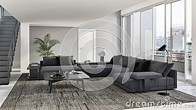 large luxury modern bright interiors apartment Living room illus Cartoon Illustration