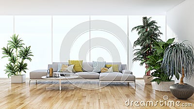 large luxury modern bright interiors apartment Living room with Cartoon Illustration