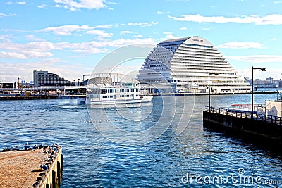 Large luxury yacht in Kobe Harborland Editorial Stock Photo