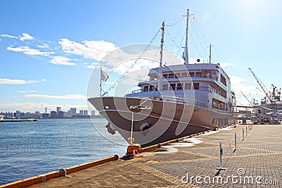 Large luxury yacht in Kobe Harborland Editorial Stock Photo